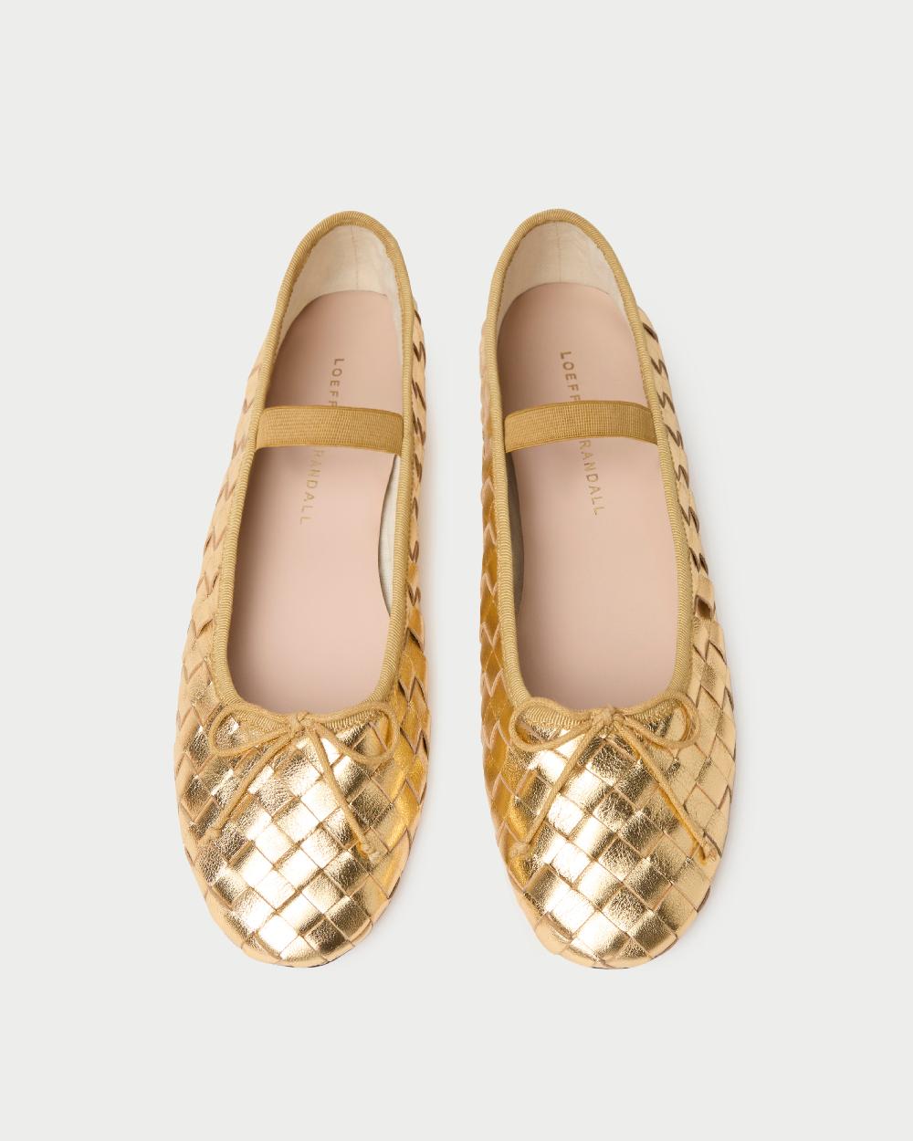 loeffler randall Leonie Gold Woven Ballet Flat