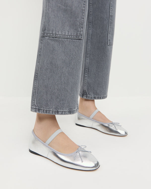 Loeffler Randall Leonie Silver Leather Ballet Flat