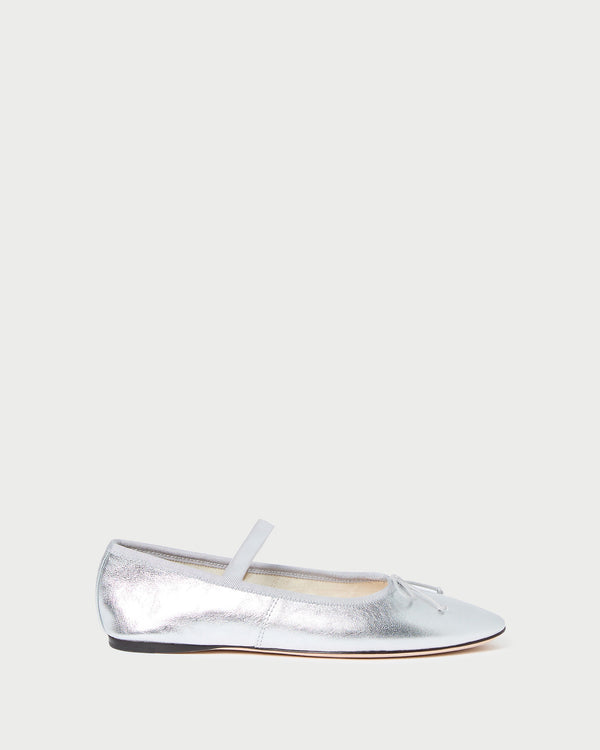 Loeffler Randall Leonie Silver Leather Ballet Flat