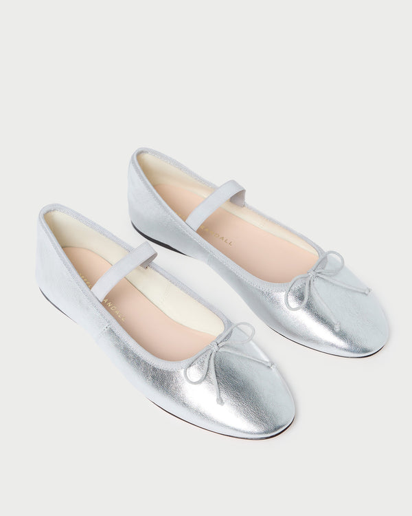 Loeffler Randall Leonie Silver Leather Ballet Flat