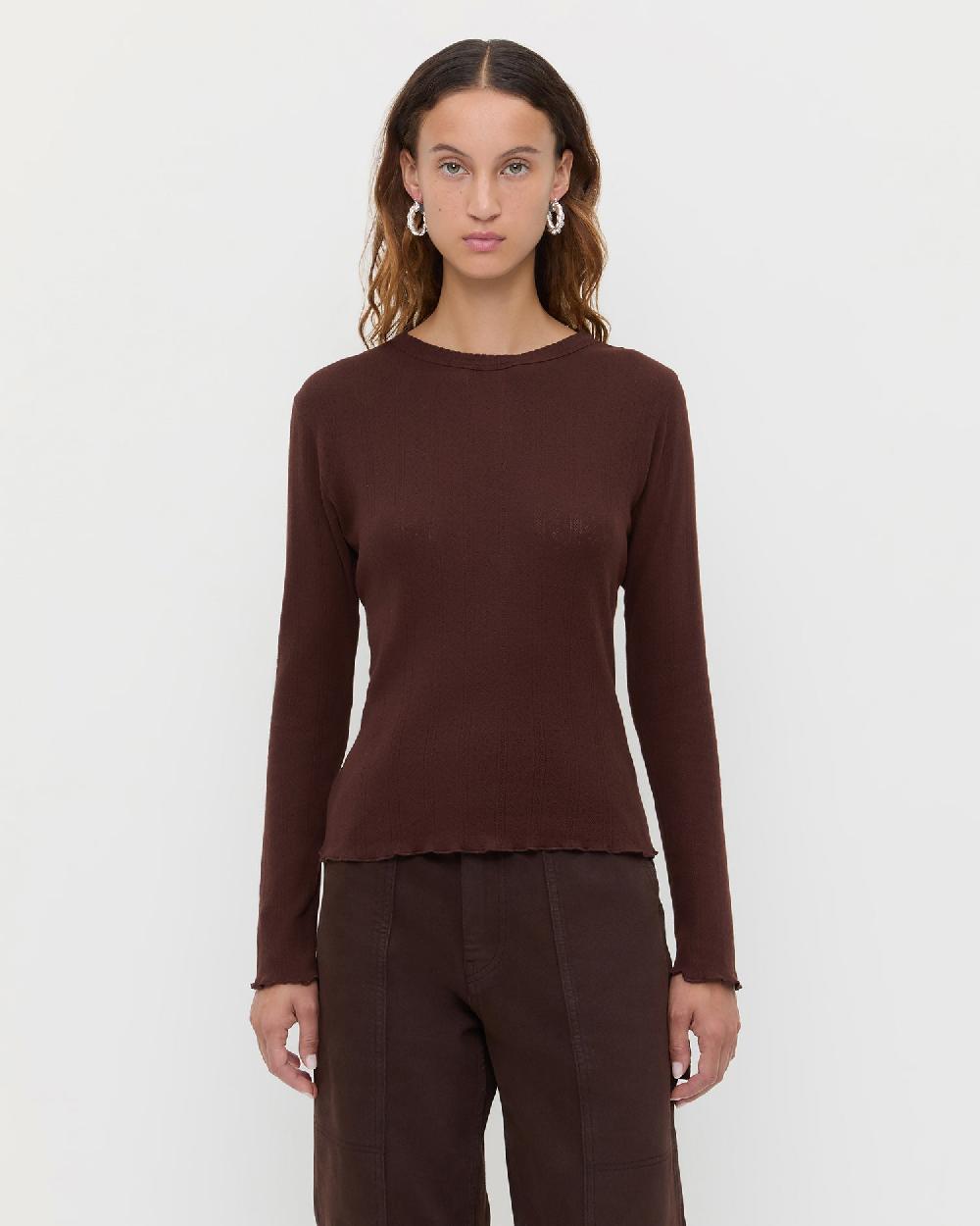 loeffler randall Lolo Pointelle Long−Sleeve Tee