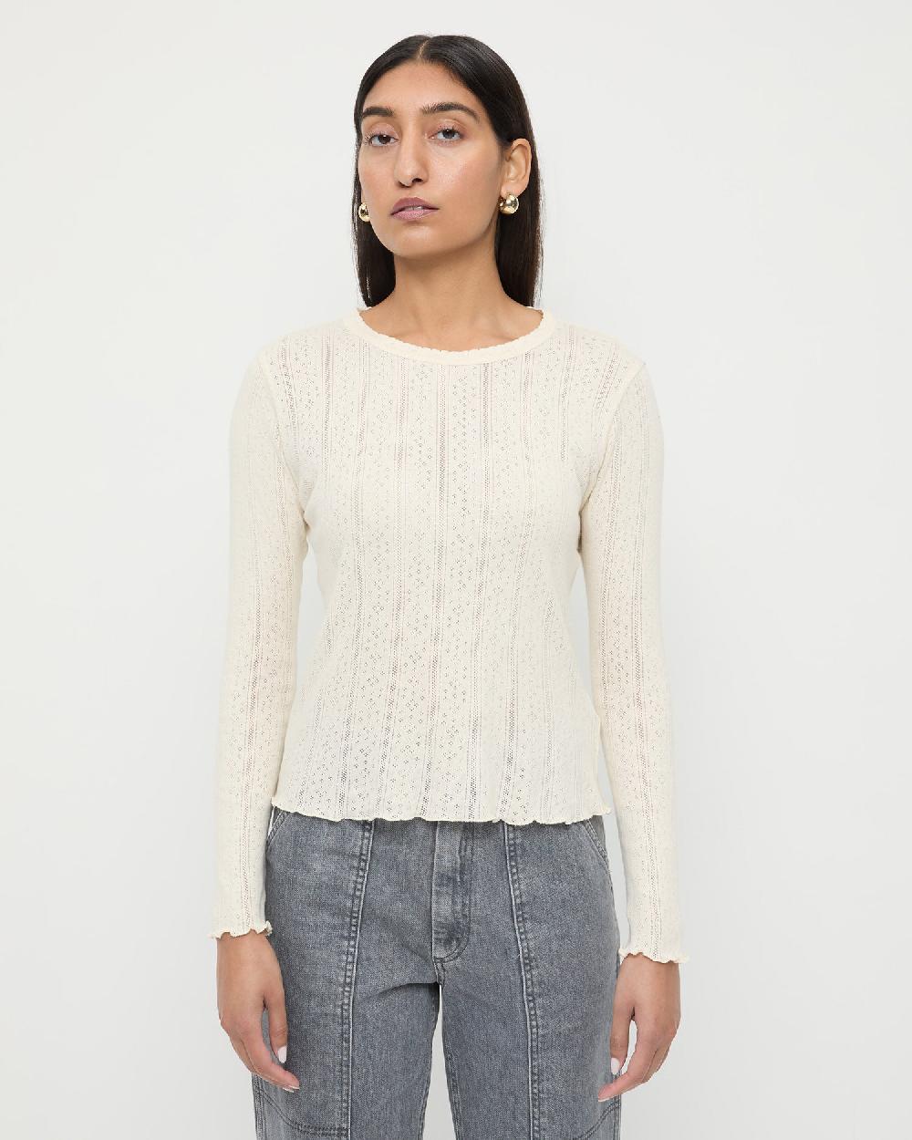 loeffler randall Lolo Pointelle Long−Sleeve Tee