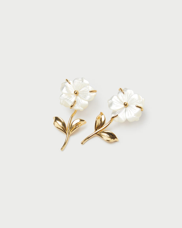 Loeffler Randall Mai Gold/Pearl Flower Earrings