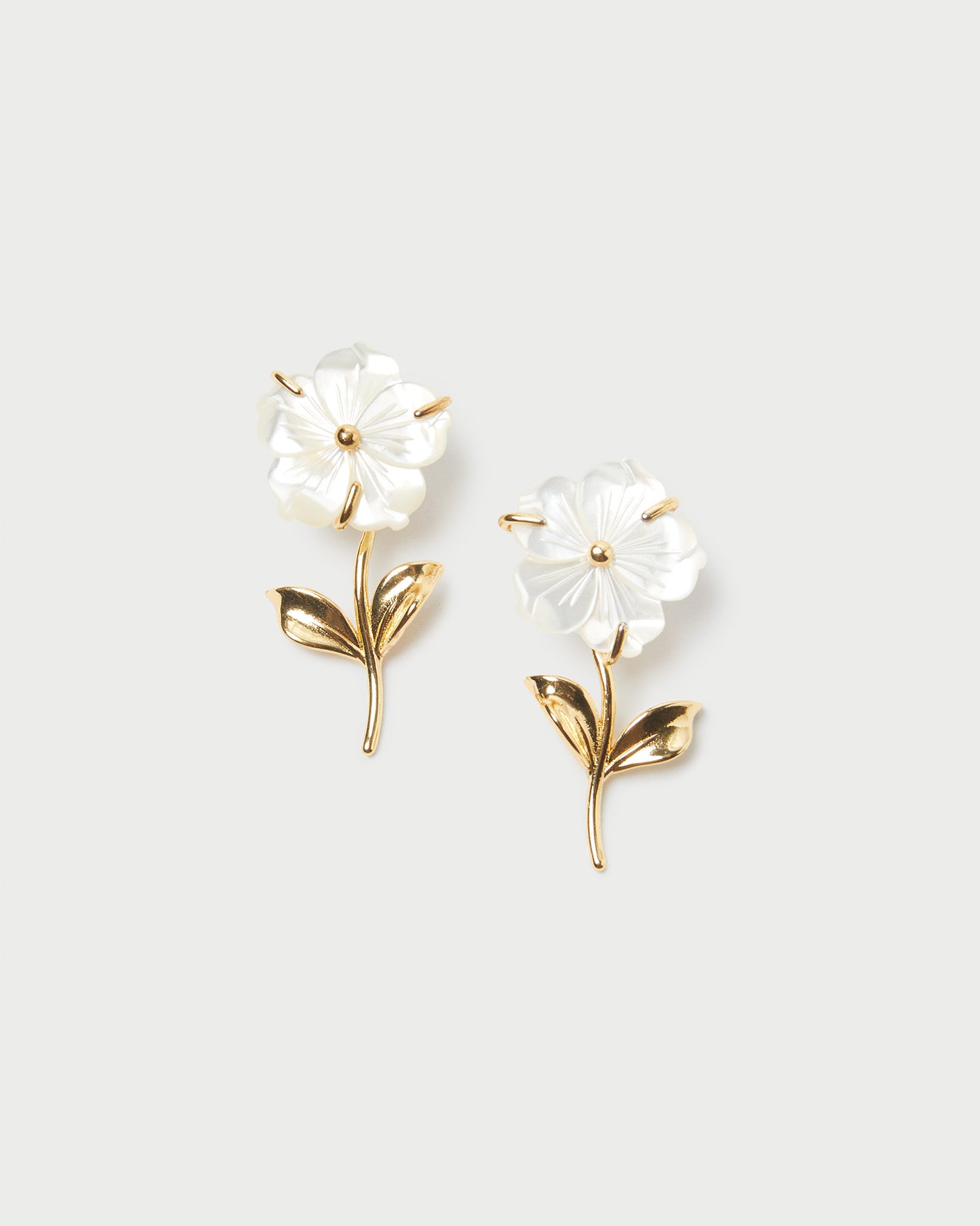loeffler randall Mai Gold/Pearl Flower Earrings