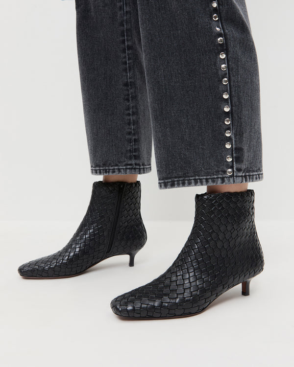 Loeffler Randall Marcella Black Woven Ankle Boot