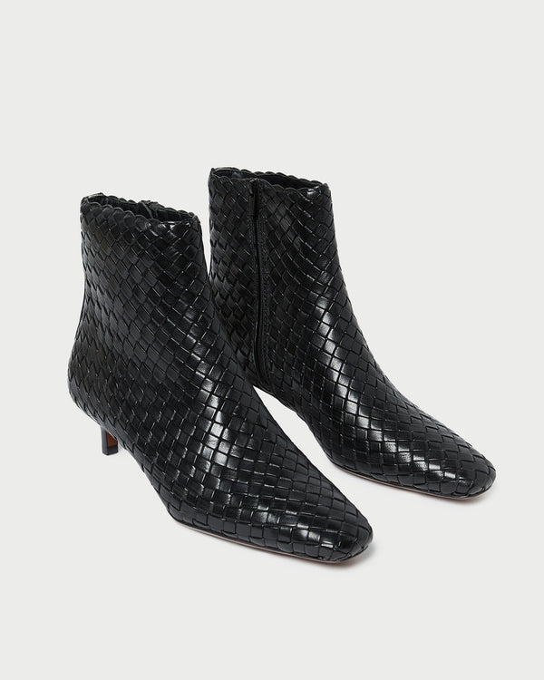 Loeffler Randall Marcella Black Woven Ankle Boot