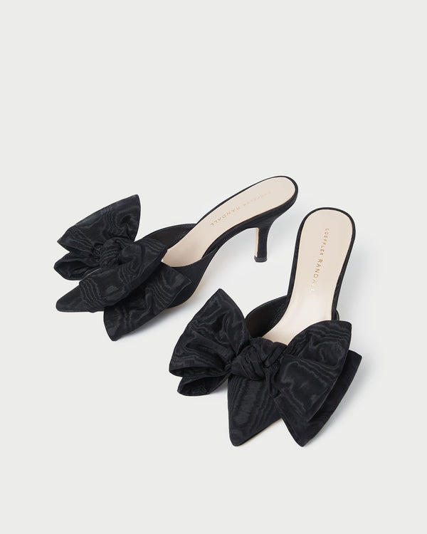 Loeffler Randall Margot Black Moiré Bow Mule