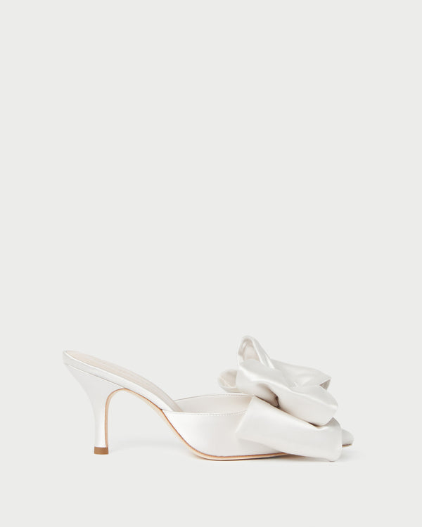 Loeffler Randall Margot Cream Satin Bow Mule