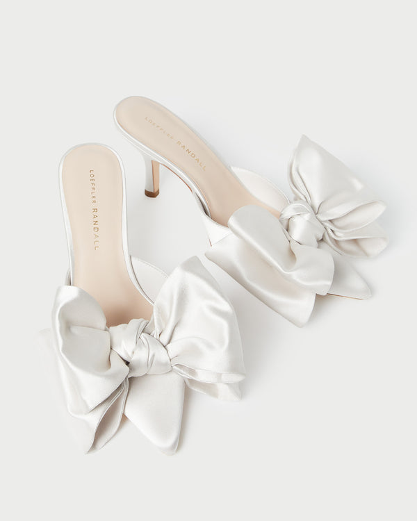 Loeffler Randall Margot Cream Satin Bow Mule
