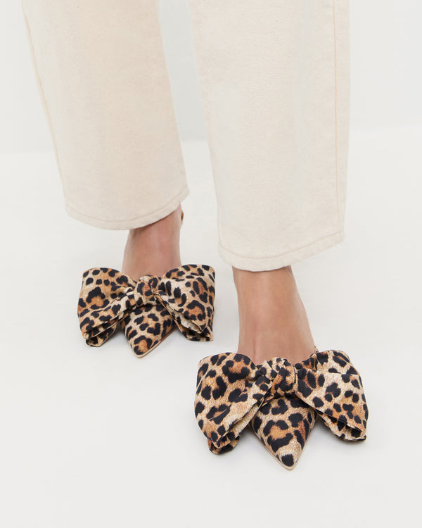 Loeffler Randall Margot Leopard Jersey Bow Mule