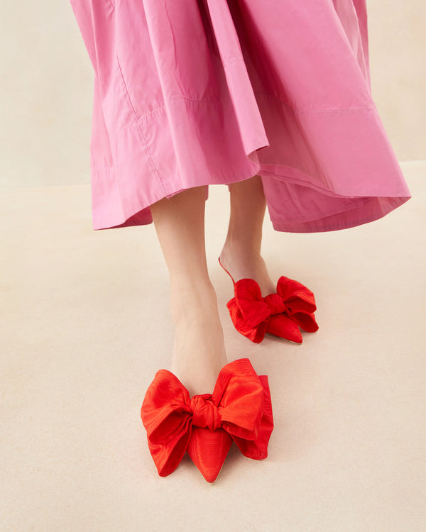 Loeffler Randall Margot Red Moiré Bow Mule