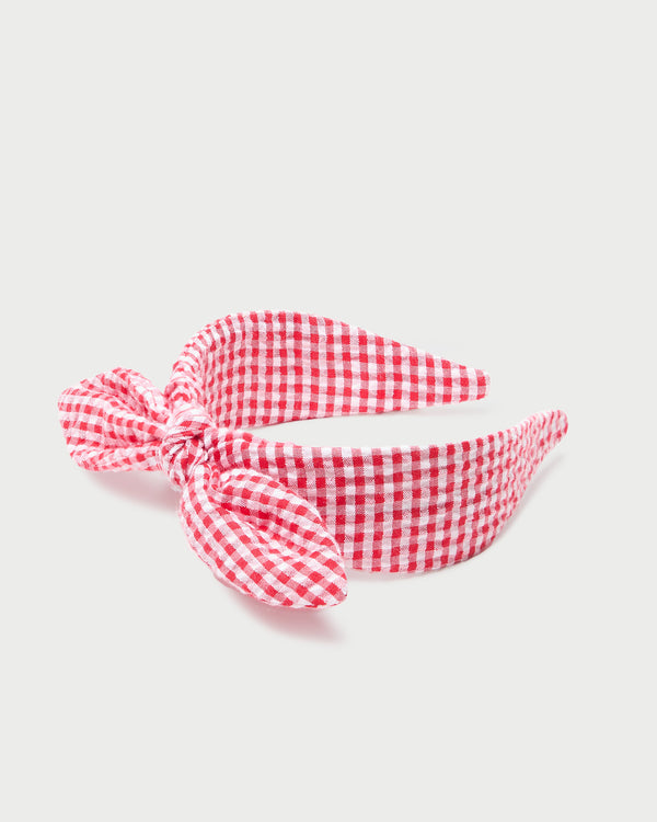 Loeffler Randall Meadow Red Gingham Knot Headband