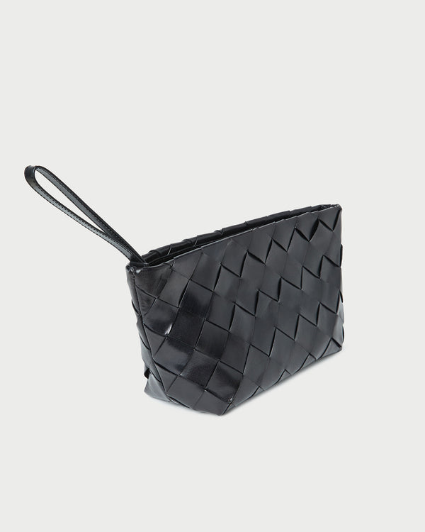 Loeffler Randall Melina Black Woven Leather Clutch