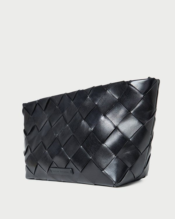 Loeffler Randall Melina Black Woven Leather Clutch