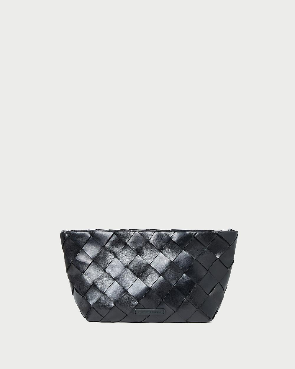 loeffler randall Melina Black Woven Leather Clutch