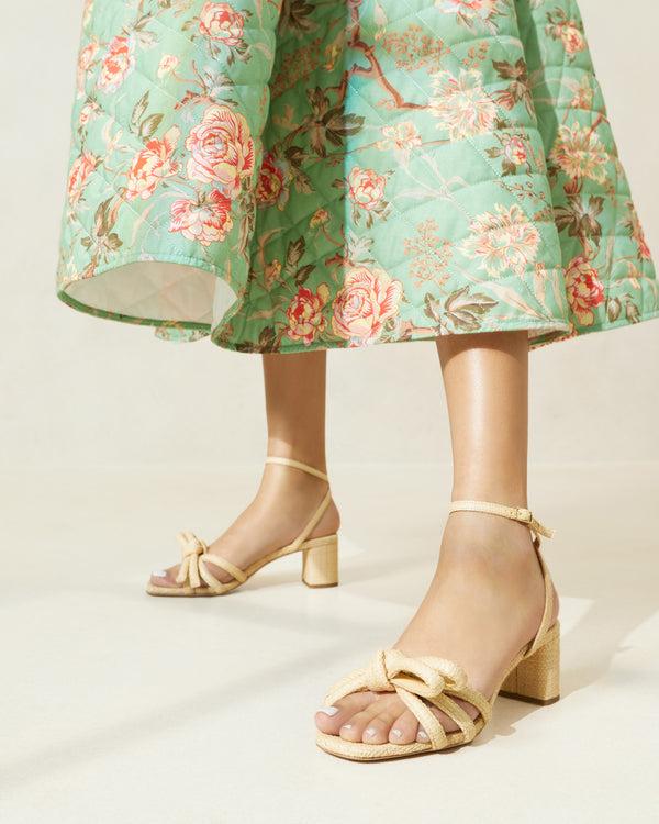 Loeffler Randall Mikel Natural Bow Mid−Heel Sandal