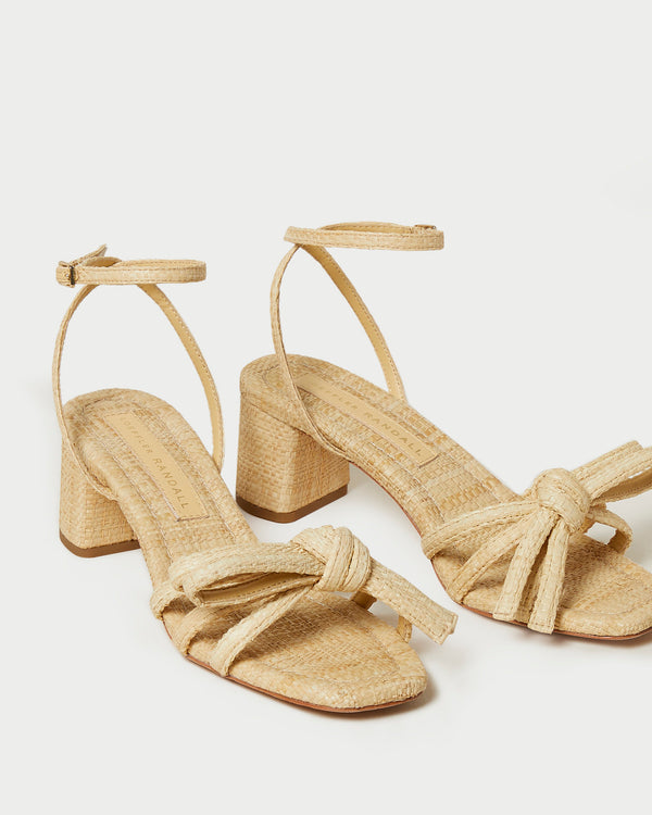 Loeffler Randall Mikel Natural Bow Mid−Heel Sandal