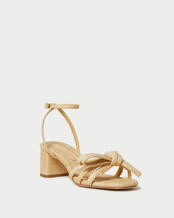 Loeffler Randall Mikel Natural Bow Mid−Heel Sandal