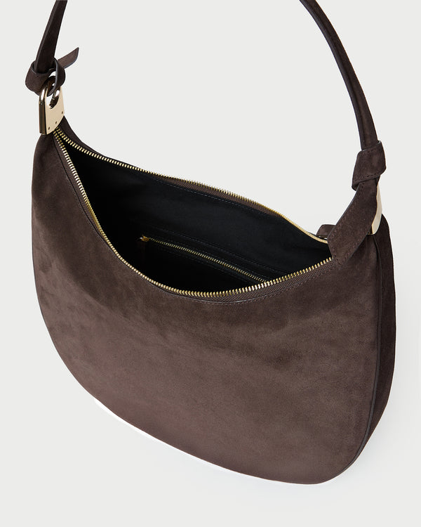 Loeffler Randall Morgan Brown Suede Shoulder Bag