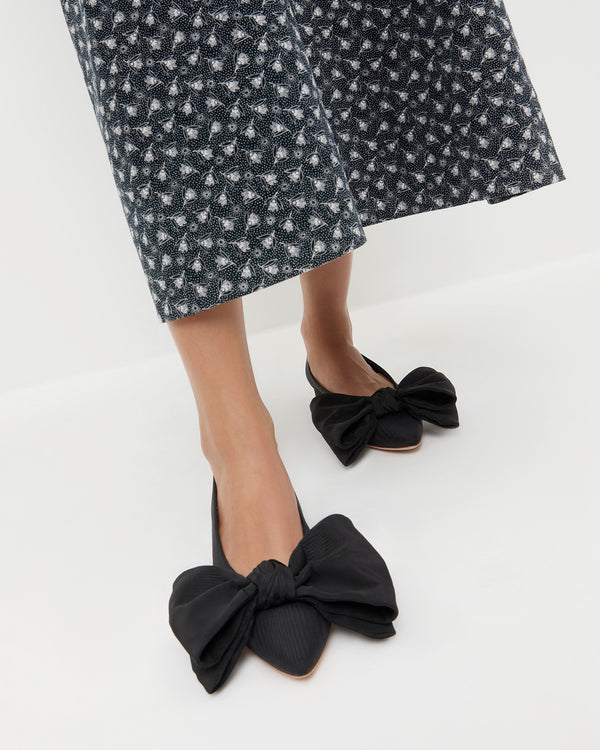 Loeffler Randall Noa Black Moiré Bow Flat