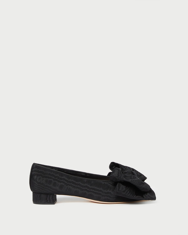 Loeffler Randall Noa Black Moiré Bow Flat