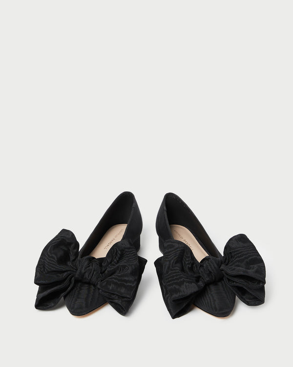 Loeffler Randall Noa Black Moiré Bow Flat