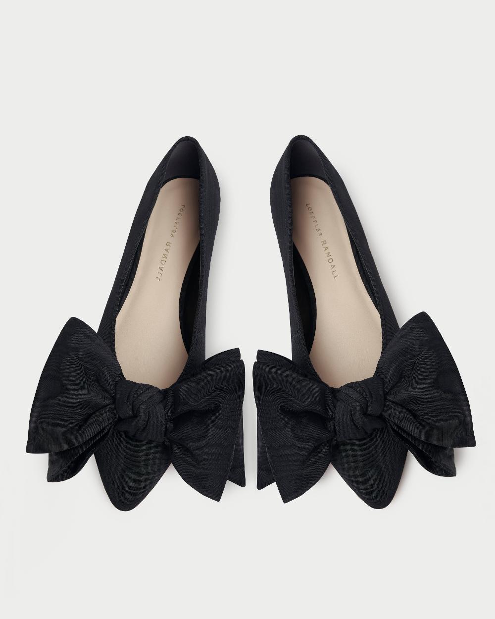 loeffler randall Noa Black Moiré Bow Flat