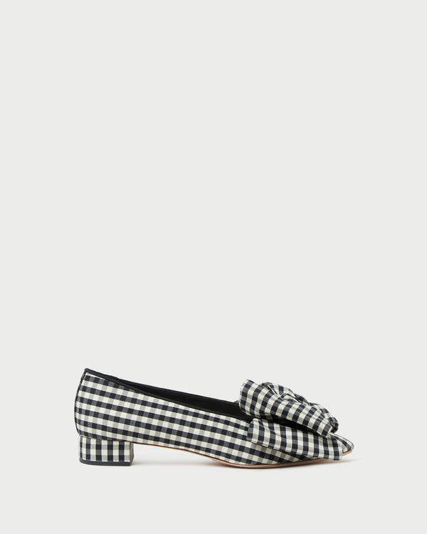 Loeffler Randall Noa Black/White Gingham Bow Flat