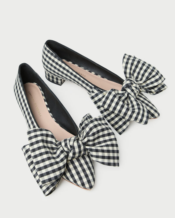 Loeffler Randall Noa Black/White Gingham Bow Flat