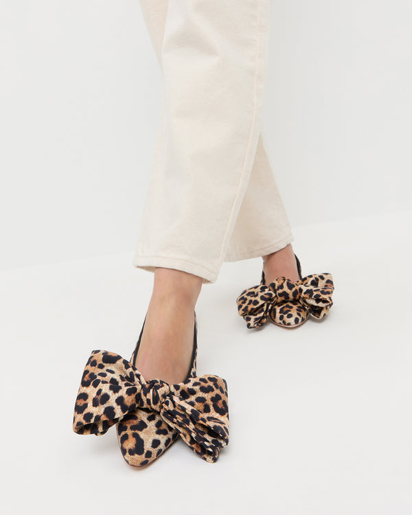 Loeffler Randall Noa Leopard Jersey Bow Flat