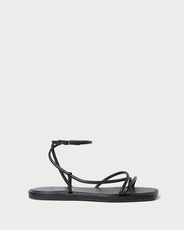 Loeffler Randall Noor Black Leather Flat Sandal