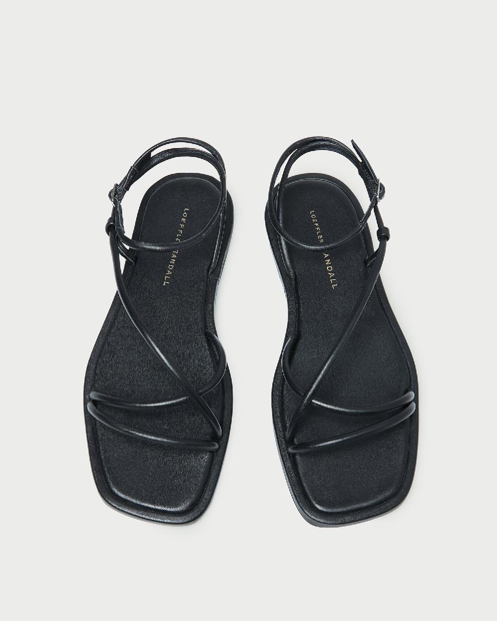 loeffler randall Noor Black Leather Flat Sandal
