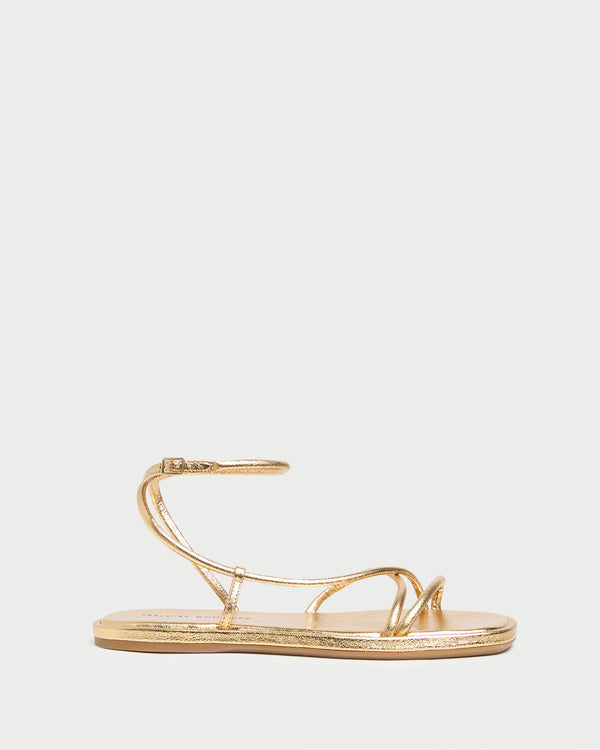 Loeffler Randall Noor Gold Leather Flat Sandal