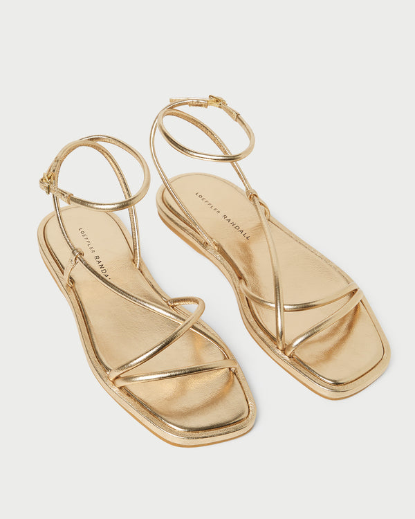 Loeffler Randall Noor Gold Leather Flat Sandal