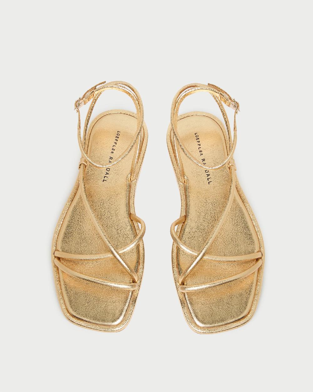 loeffler randall Noor Gold Leather Flat Sandal