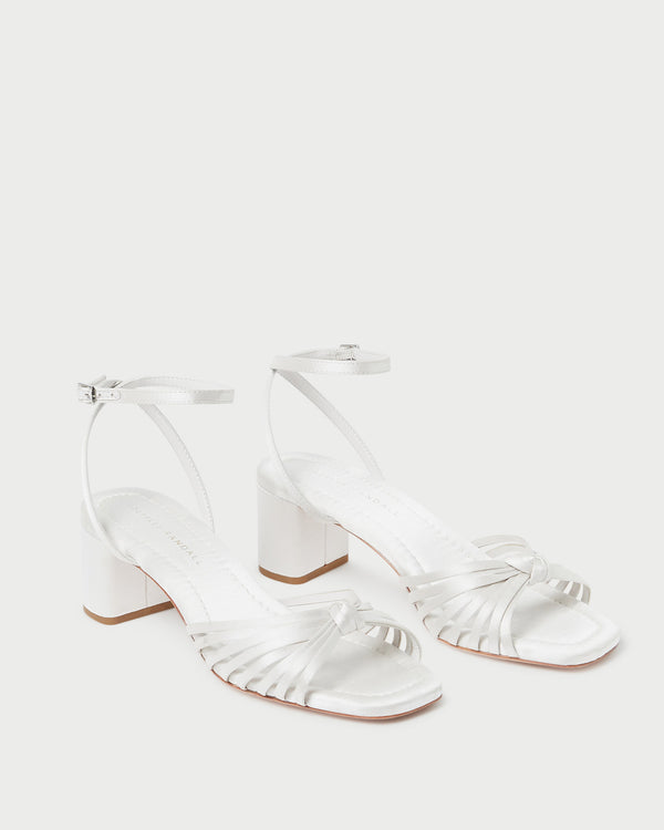 Loeffler Randall Olivia Cream Knot Mid−Heel Sandal