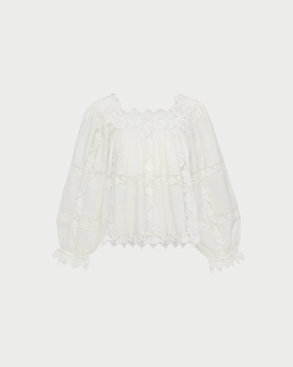 Loeffler Randall Pauline Embroidered Lace Blouse