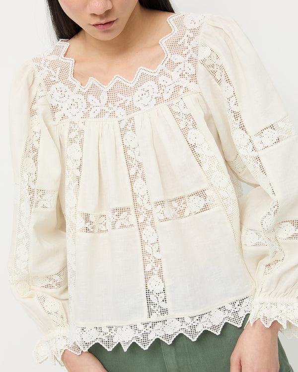 Loeffler Randall Pauline Embroidered Lace Blouse