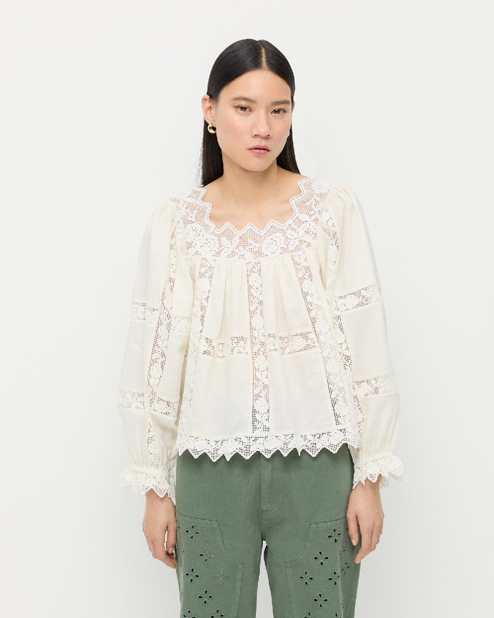 loeffler randall Pauline Embroidered Lace Blouse