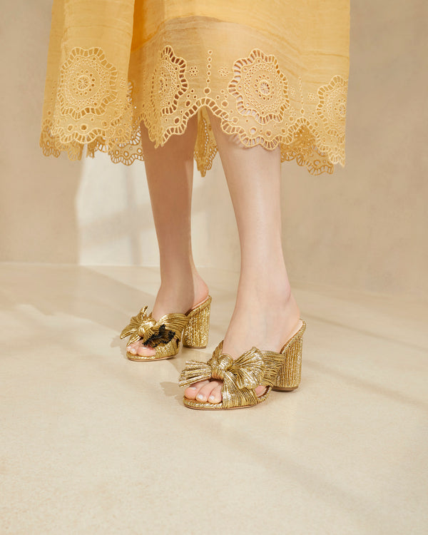 Loeffler Randall Penny Gold Pleated Bow Heel