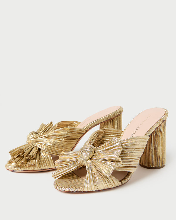 Loeffler Randall Penny Gold Pleated Bow Heel