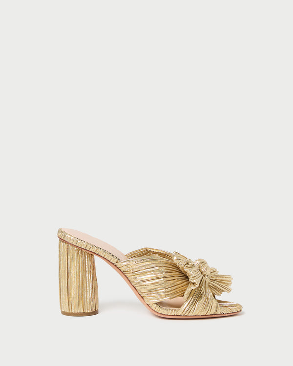 Loeffler Randall Penny Gold Pleated Bow Heel