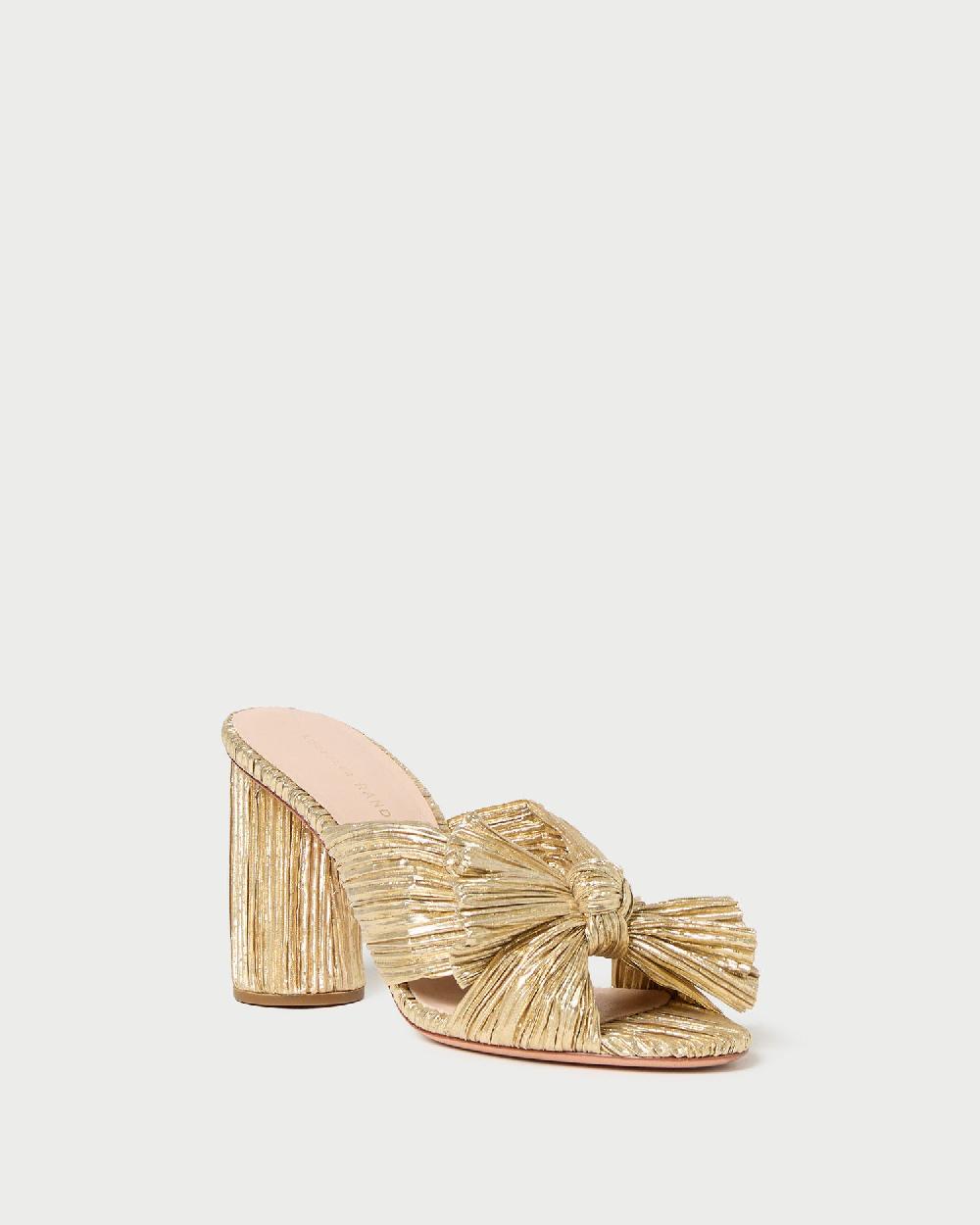 loeffler randall Penny Gold Pleated Bow Heel