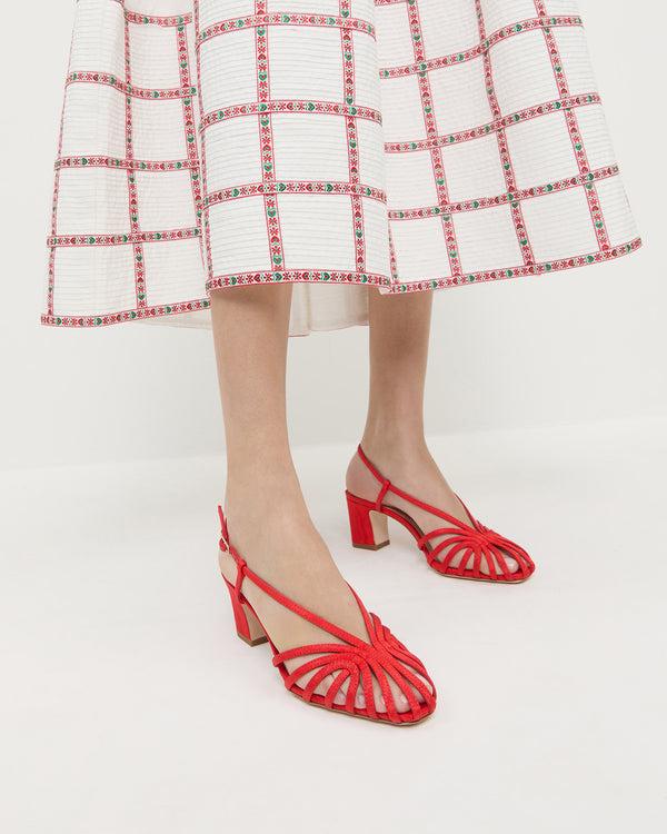 Loeffler Randall Priscilla Red Moiré Heeled Sandal
