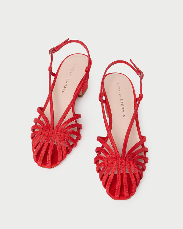 Loeffler Randall Priscilla Red Moiré Heeled Sandal