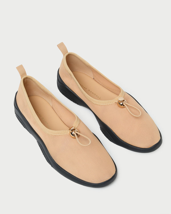 Loeffler Randall Raina Caramel/Black Mesh Flat