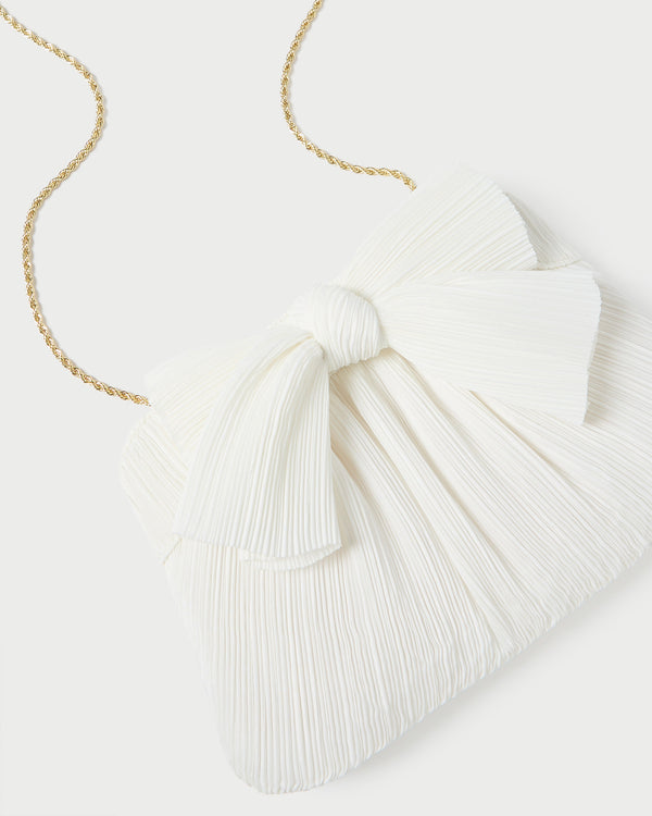 Loeffler Randall Rayne White Pleated Bow Clutch