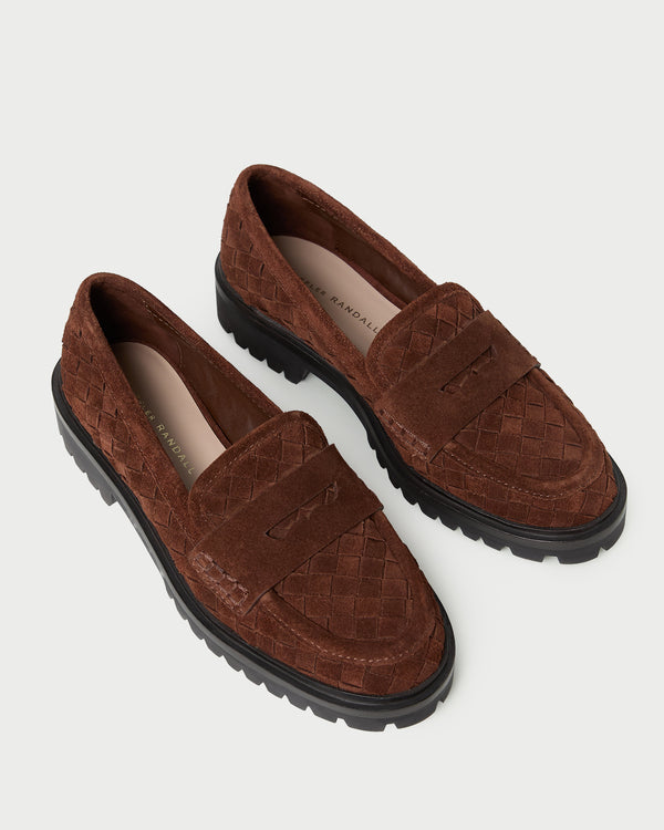 Loeffler Randall Rina Espresso Woven Suede Loafer