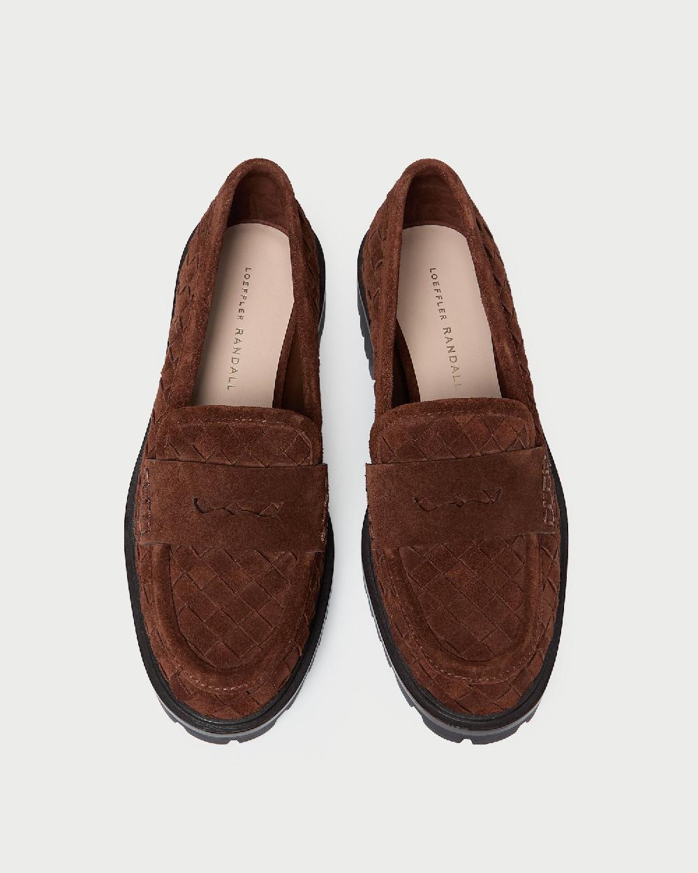 loeffler randall Rina Espresso Woven Suede Loafer