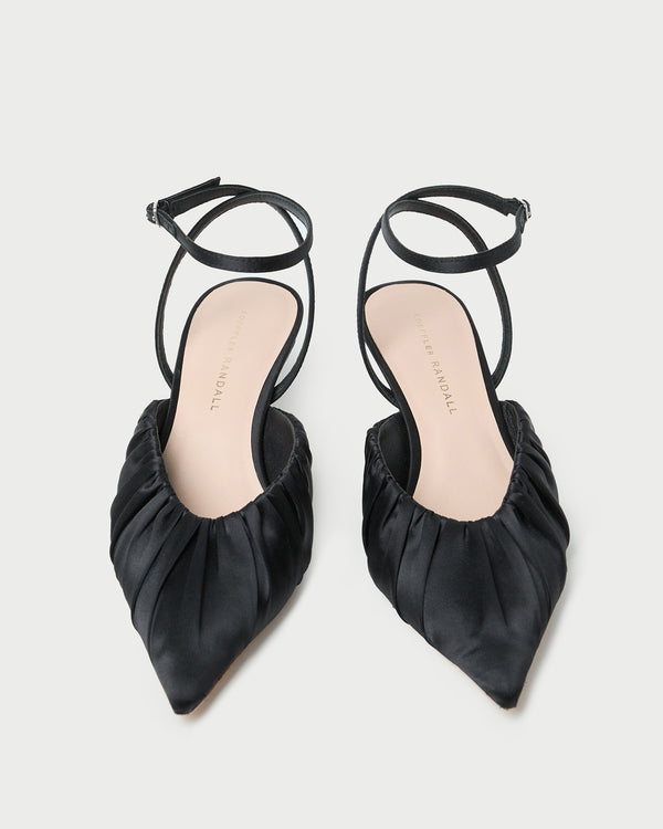 Loeffler Randall Rio Black Satin Kitten Heel